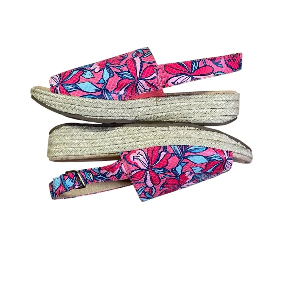Naturalizer Praline Tropical Floral Espadrille Slingback Sandals Platform 9.5